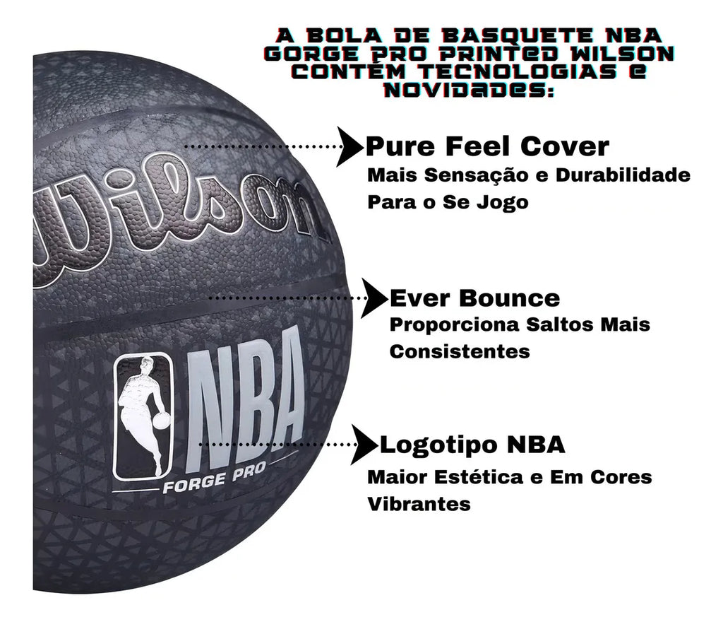 Bola Basquete Wilson Nba Oficial Forge Pro Midnight Preto