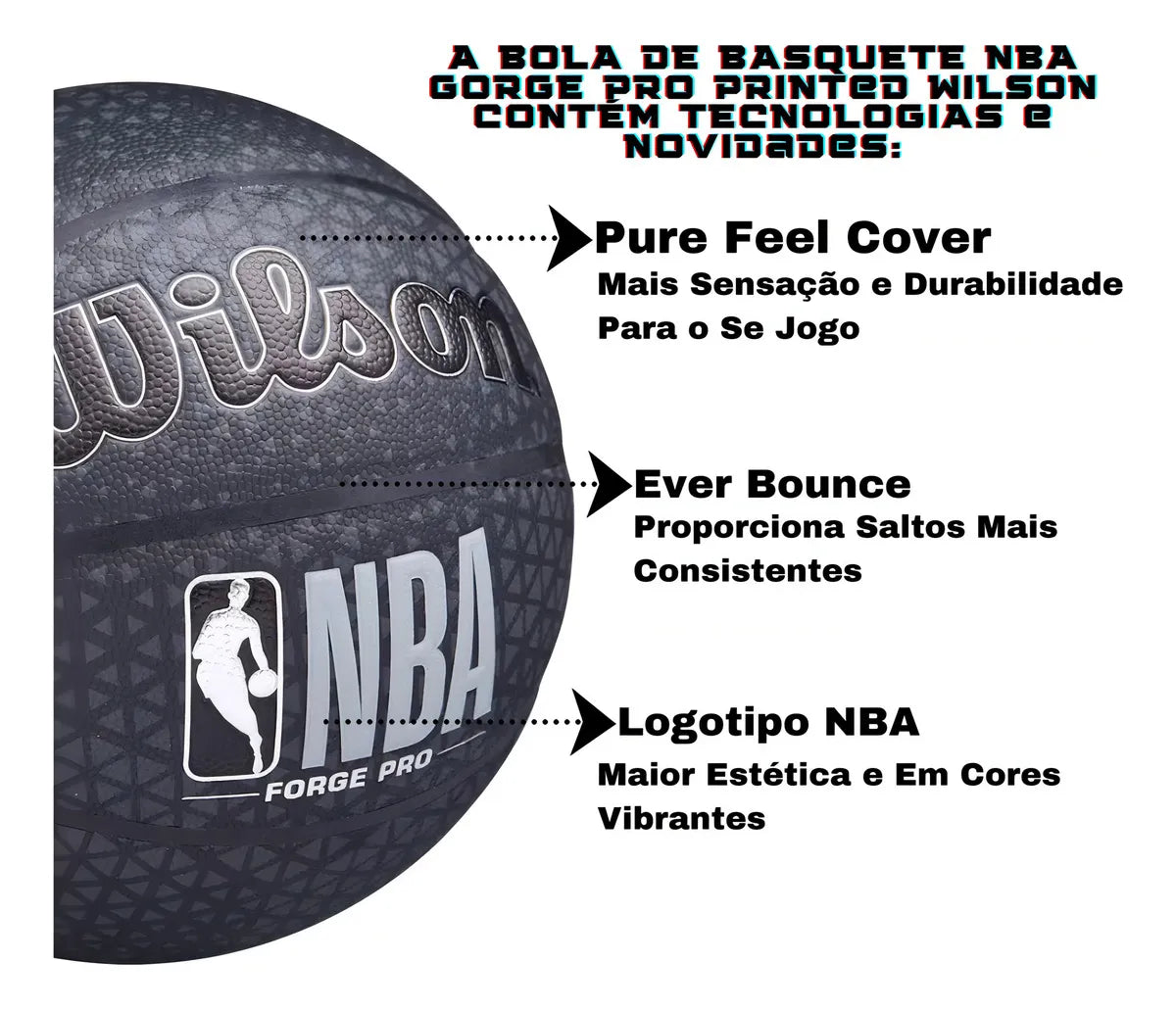 Bola Basquete Wilson Nba Oficial Forge Pro Midnight Preto