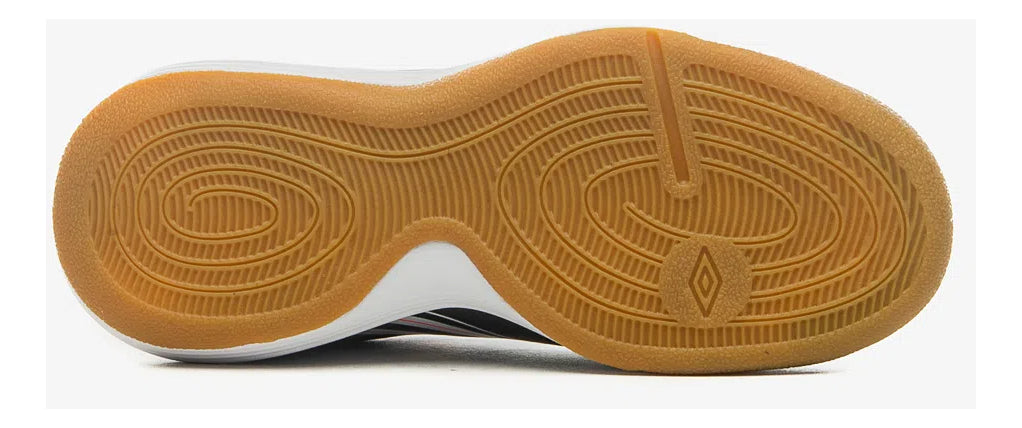 Chuteira Futsal Umbro Pro 5 Jr Preto Branco Coral 2024