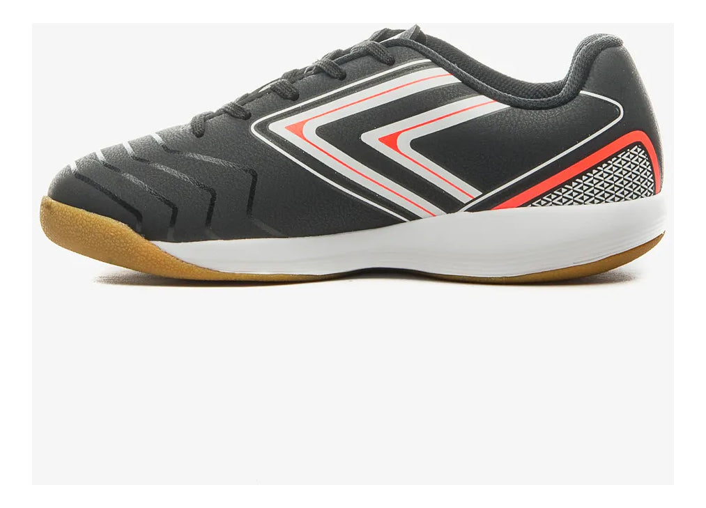 Chuteira Futsal Umbro Pro 5 Jr Preto Branco Coral 2024