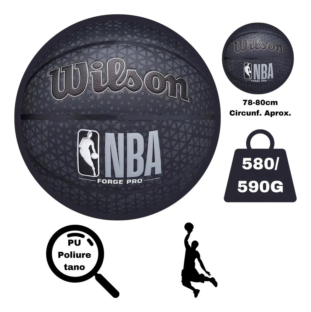 Bola Basquete Wilson Nba Oficial Forge Pro Midnight Preto