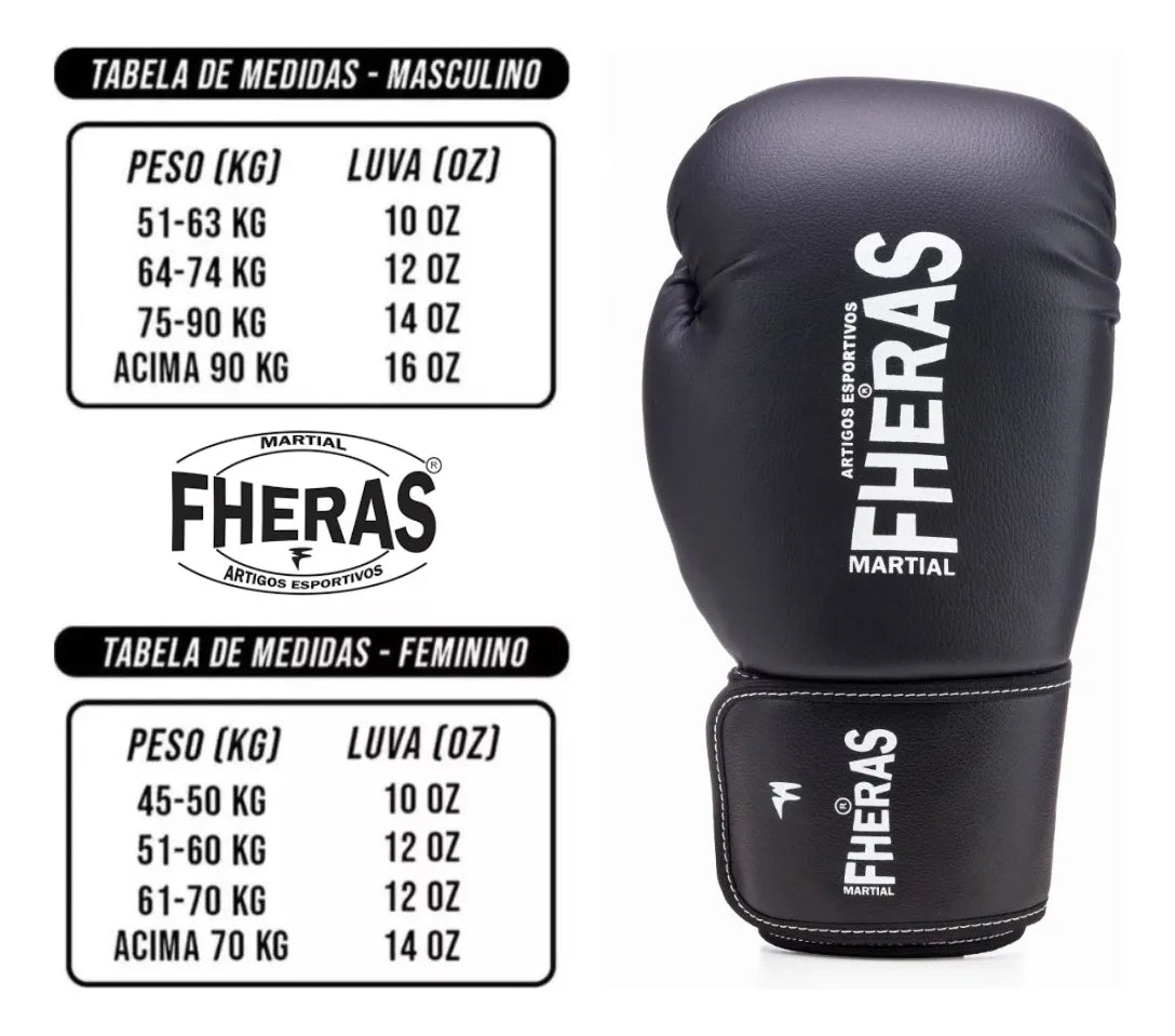 Luva Fheras Profissional Boxe Muay Thai Kickboxing Promoção