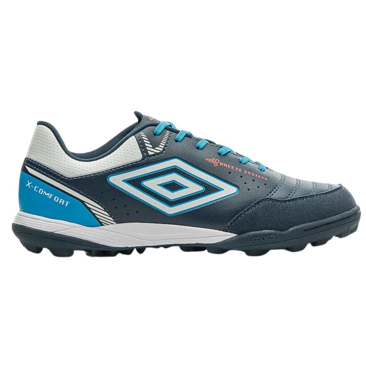 Chuteira Society Umbro X-Comfort Marinho/Branco/Azul Tam 43