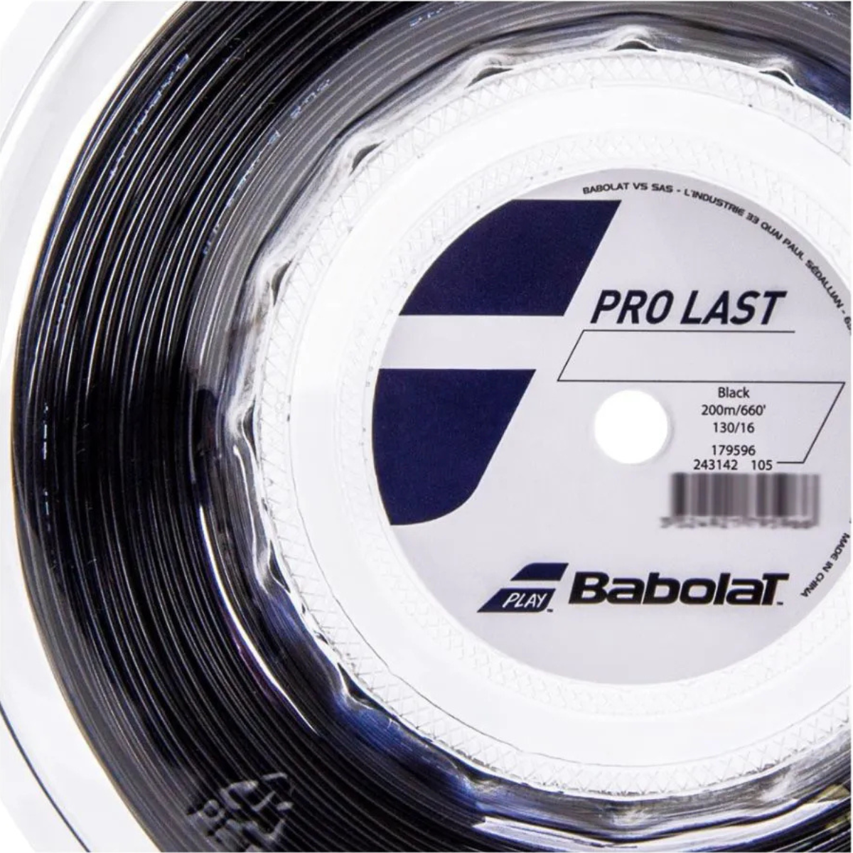 Corda Babolat Pro Last 16l 1.30mm Preta Rolo com 200 Metros