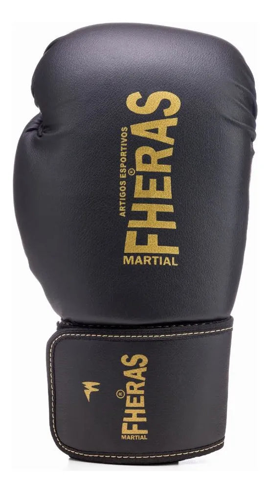 Luva Boxe Muay Thai Kickboxing Profissional Fheras Pro Black